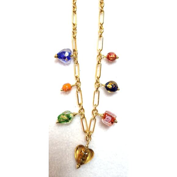 Alex & Ani Murano Multi Color Glass Beads Charm Necklace Goldtone Chain Eclectic - Picture 4 of 5